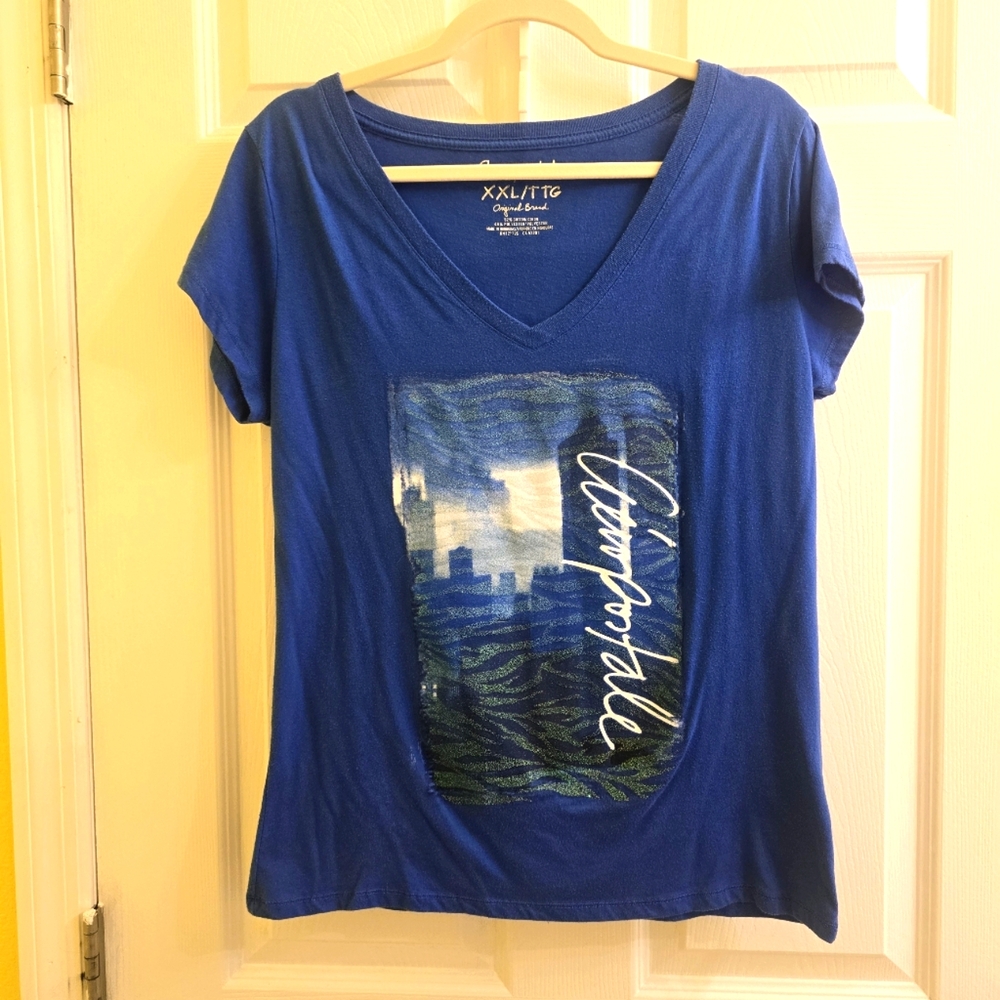Aeropostale Blue Juniors Blue Size XXL  Blue V Tee New York Skyline